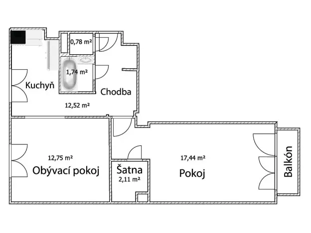 Pronájem bytu 2+1, Duchcov, Jungmannova, 50 m2