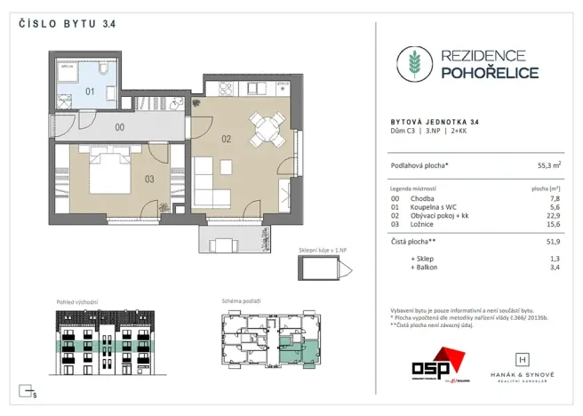 Pronájem bytu 2+kk, Pohořelice, U Kasáren, 55 m2