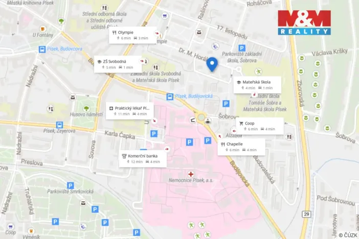 Prodej bytu 1+1, Písek - Budějovické Předměstí, Dr. M. Horákové, 37 m2