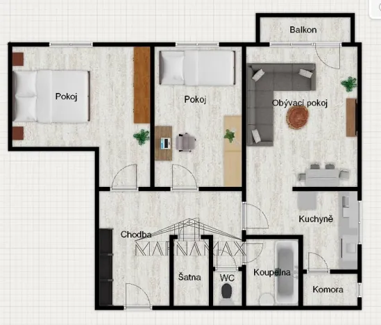 Pronájem bytu 3+kk, Kadaň, Na Strážišti, 57 m2