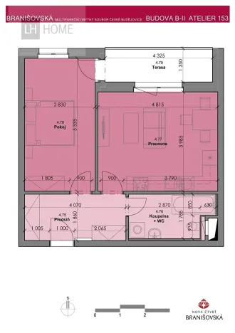 Prodej bytu 2+kk, České Budějovice, Branišovská, 49 m2