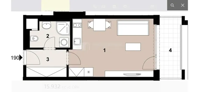 Pronájem bytu 1+kk, Praha - Hloubětín, Poděbradská, 33 m2