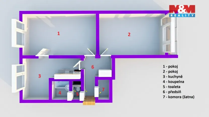 Prodej bytu 2+1, Děčín - Děčín IX-Bynov, Na Pěšině, 63 m2