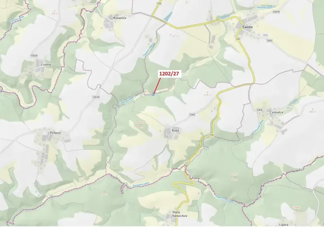 Dražba lesa, Čestín, 2055 m2