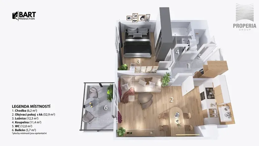 Pronájem bytu 2+kk, Brno, Hlinecká, 52 m2