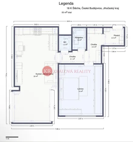 Prodej bytu 2+kk, České Budějovice, K. Štěcha, 48 m2