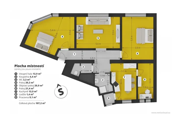 Prodej bytu 4+1, Kladno, Rooseveltova, 107 m2