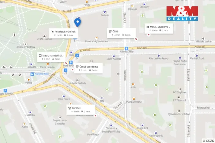 Pronájem kanceláře, Praha - Vinohrady, náměstí Míru, 41 m2