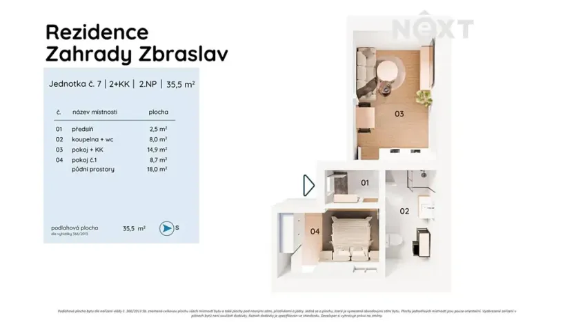 Prodej bytu 2+kk, Praha - Zbraslav, Elišky Přemyslovny, 34 m2