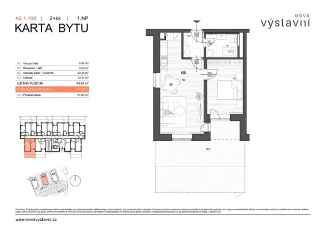 Prodej bytu 2+kk, Ostrava, Výstavní, 47 m2
