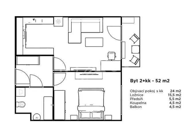 Pronájem bytu 2+kk, Chýně, Ecksteinova, 52 m2