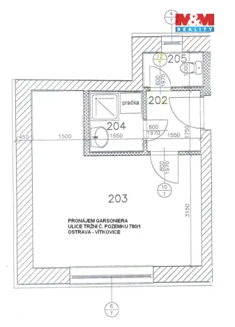Pronájem bytu 1+kk, Ostrava - Vítkovice, Tržní, 25 m2