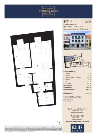 Prodej bytu 2+kk, Bystřice nad Pernštejnem, Masarykovo náměstí, 64 m2
