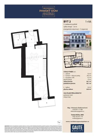 Prodej bytu 1+kk, Bystřice nad Pernštejnem, Masarykovo náměstí, 40 m2