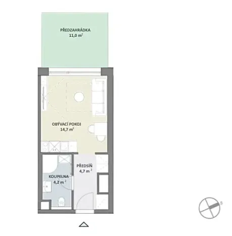 Prodej bytu 1+kk, Praha - Hlubočepy, Na Zlíchově, 25 m2