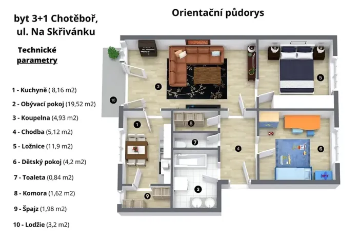 Prodej bytu 3+1, Chotěboř, Na Skřivánku, 76 m2