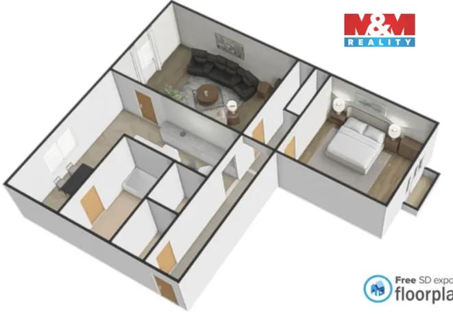 Pronájem bytu 2+1, Moravské Budějovice, Šafaříkova, 57 m2