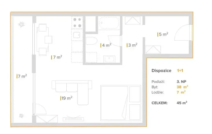 Pronájem bytu 1+1, Most, Brněnská, 38 m2