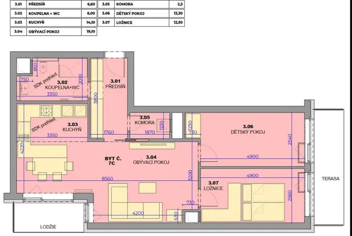 Pronájem bytu 3+kk, Brno, Hybešova, 77 m2