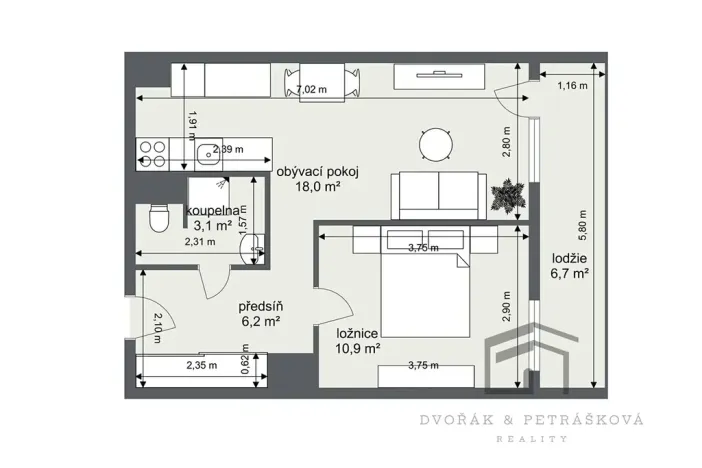 Prodej bytu 2+kk, Praha - Hostivař, Zápasnická, 39 m2