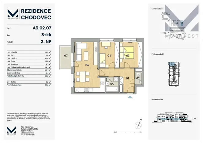 Prodej bytu 3+kk, Praha - Chodov, Blažimská, 69 m2
