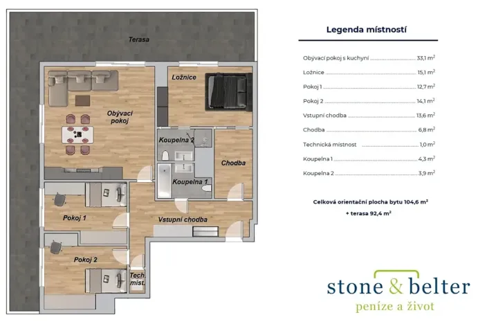 Pronájem bytu 4+kk, Praha - Michle, Hadovitá, 105 m2