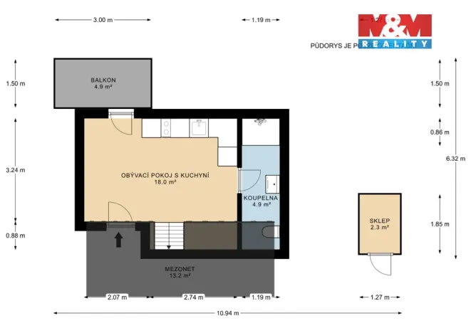 Prodej bytu 1+kk, Mikulov, Koněvova, 23 m2