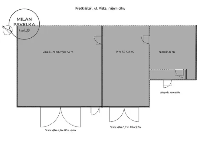 Pronájem výrobních prostor, Předklášteří, Víska, 172 m2