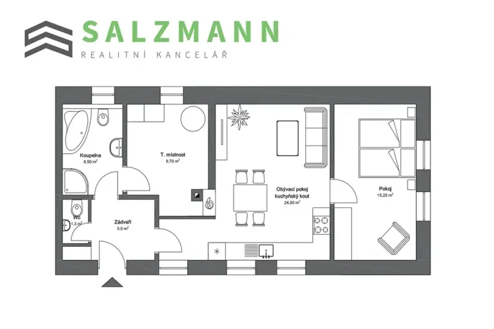 Prodej bytu 2+kk, Chotěšov, 62 m2