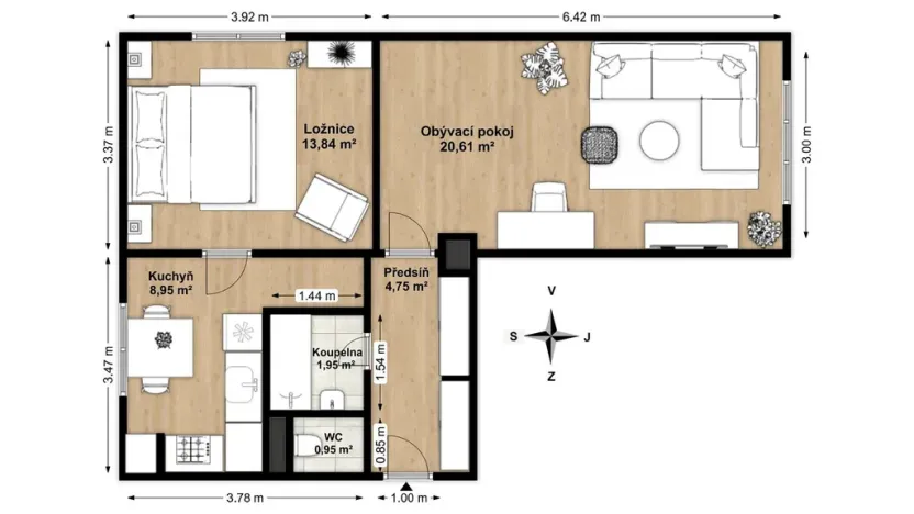 Prodej bytu 2+1, Vlašim, Družstevní, 51 m2