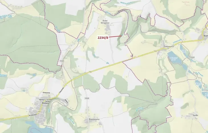 Dražba pozemku, Římov, 682 m2