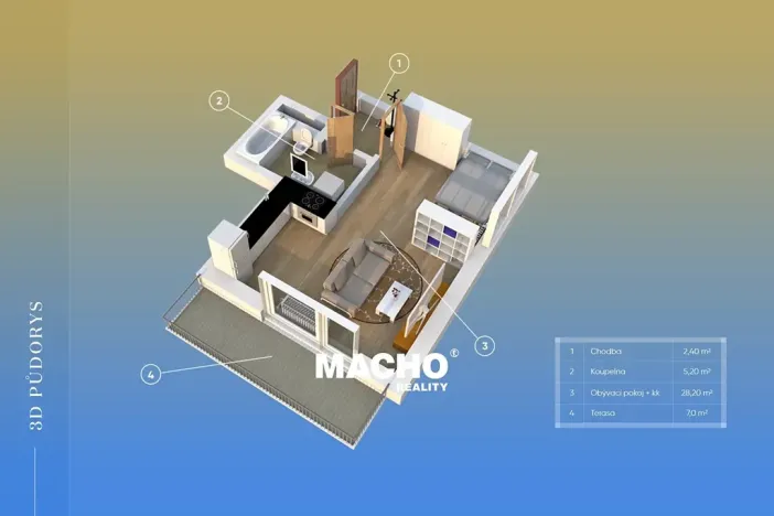 Pronájem bytu 1+kk, Hostivice, Ovesná, 36 m2