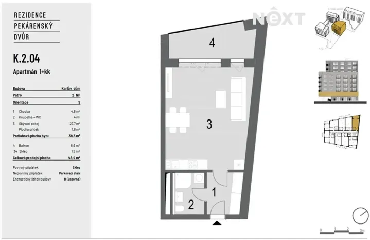 Prodej bytu 1+kk, Brno, Bratislavská, 37 m2