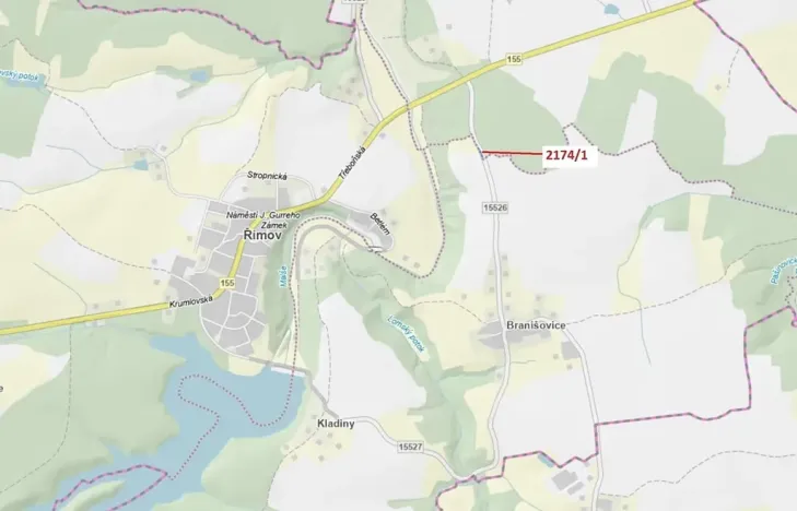 Dražba pozemku, Římov, 194 m2