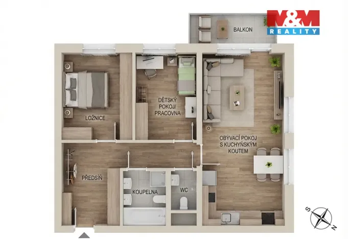 Pronájem bytu 3+kk, Praha, Fabiánové, 64 m2