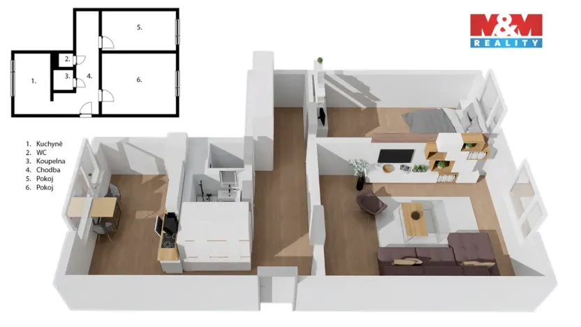 Prodej bytu 2+1, Jablonec nad Nisou - Mšeno nad Nisou, Palackého, 55 m2