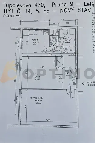 Pronájem bytu 2+1, Praha - Letňany, Tupolevova, 51 m2