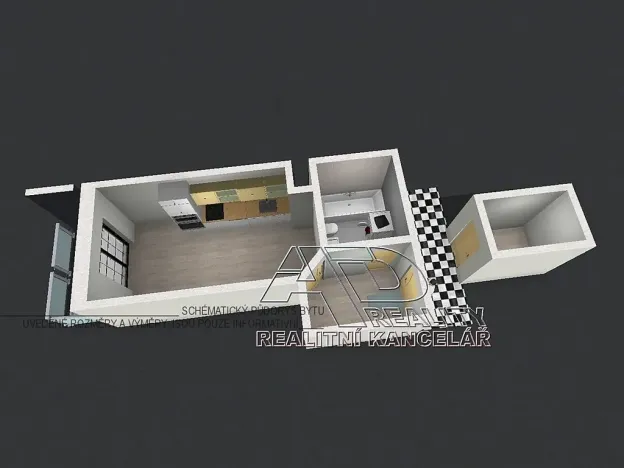 Pronájem bytu 1+kk, České Budějovice, Na Zlaté stoce, 28 m2