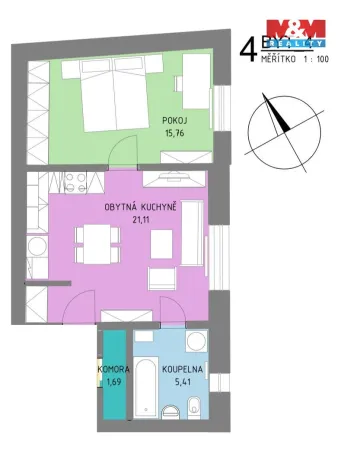 Pronájem bytu 2+kk, Česká Třebová, Nádražní, 43 m2