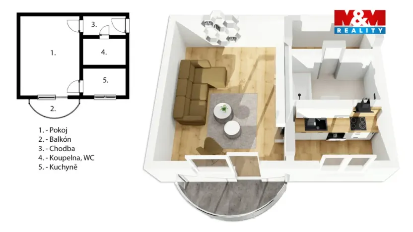 Pronájem bytu 1+kk, Sezemice, Spojovací, 32 m2