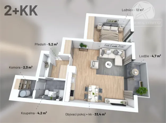 Prodej bytu 2+kk, Praha - Vysočany, V Předním Hloubětíně, 61 m2