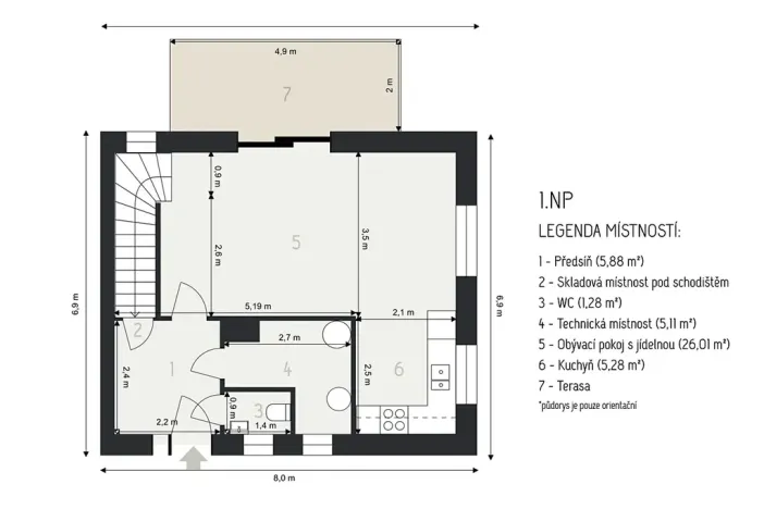 Prodej rodinného domu, Pustiměř, Konečná, 86 m2