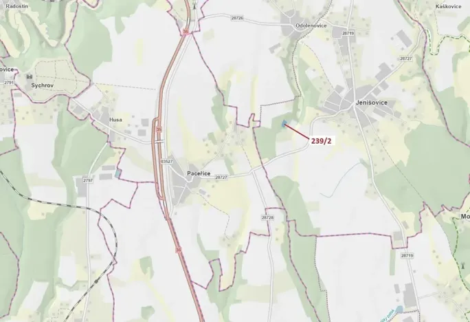 Dražba lesa, Jenišovice, 2305 m2