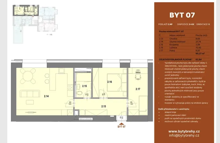 Prodej bytu 3+kk, Břehy, K Pile, 60 m2