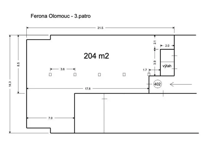 Pronájem kanceláře, Velká Bystřice, ČSA, 204 m2