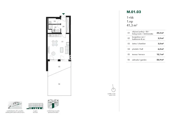 Pronájem bytu 1+kk, Praha - Stodůlky, Ujgurská, 41 m2