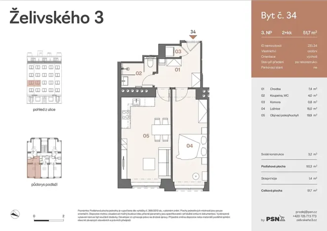 Prodej bytu 2+kk, Praha - Žižkov, Jana Želivského, 47 m2