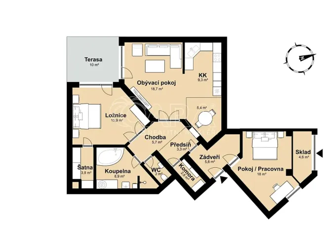 Pronájem bytu 2+kk, Dolní Břežany, 81 m2