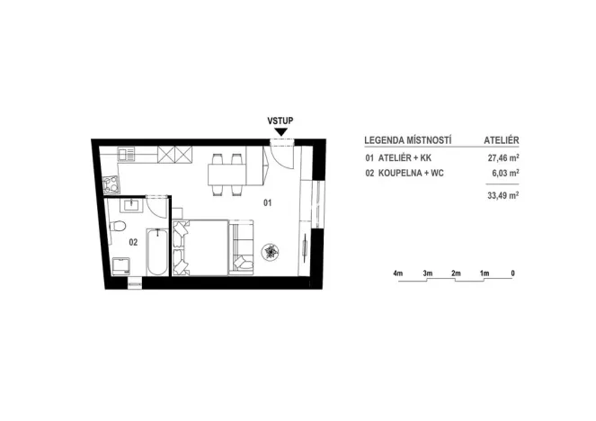 Prodej bytu 1+kk, Židlochovice, Komenského, 34 m2