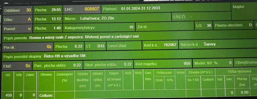 Prodej lesa, Šarovy, 11619 m2